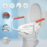Load image into Gallery viewer, R&amp;T Toilet Seat Riser 2&#39;&#39; Raised Seat with Removable Padded Handles Fit For Elongated Toilets
