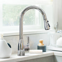 Load image into Gallery viewer, R&amp;T Chrome Kitchen Faucet with PullDown Sprayer
